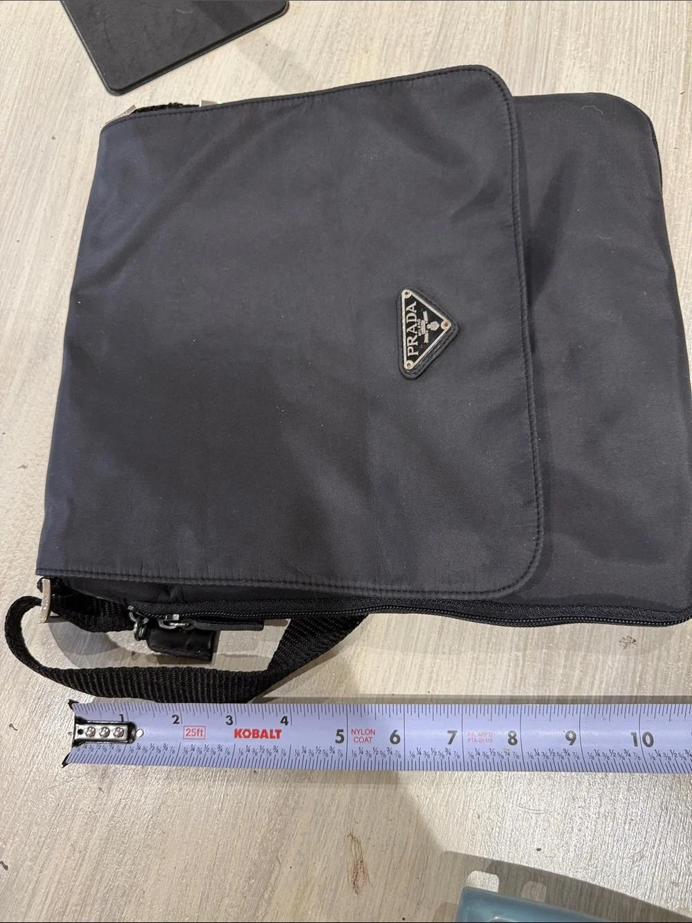 Source Unknown Prada Style Black Nylon Messenger Bag with Adjustable Strap